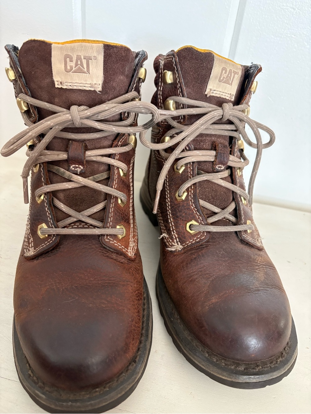Woman’s Caterpillar Brown Leather Work Boots